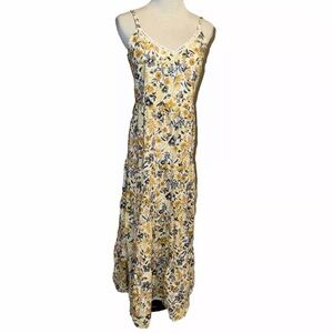 Joie Yellow Blue Floral Dress 10 Sundress Maxi